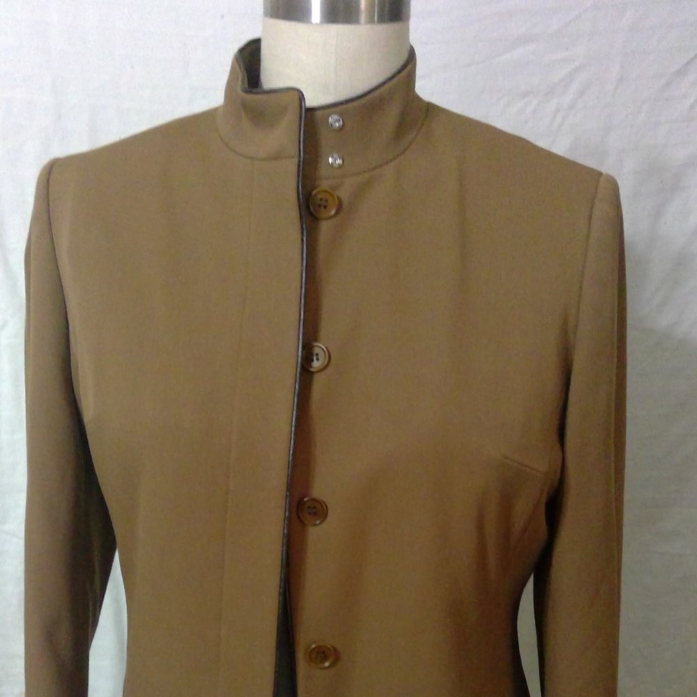 Ann Taylor 2 piece suit with leather trim Size 10P - Picture 1 of 11